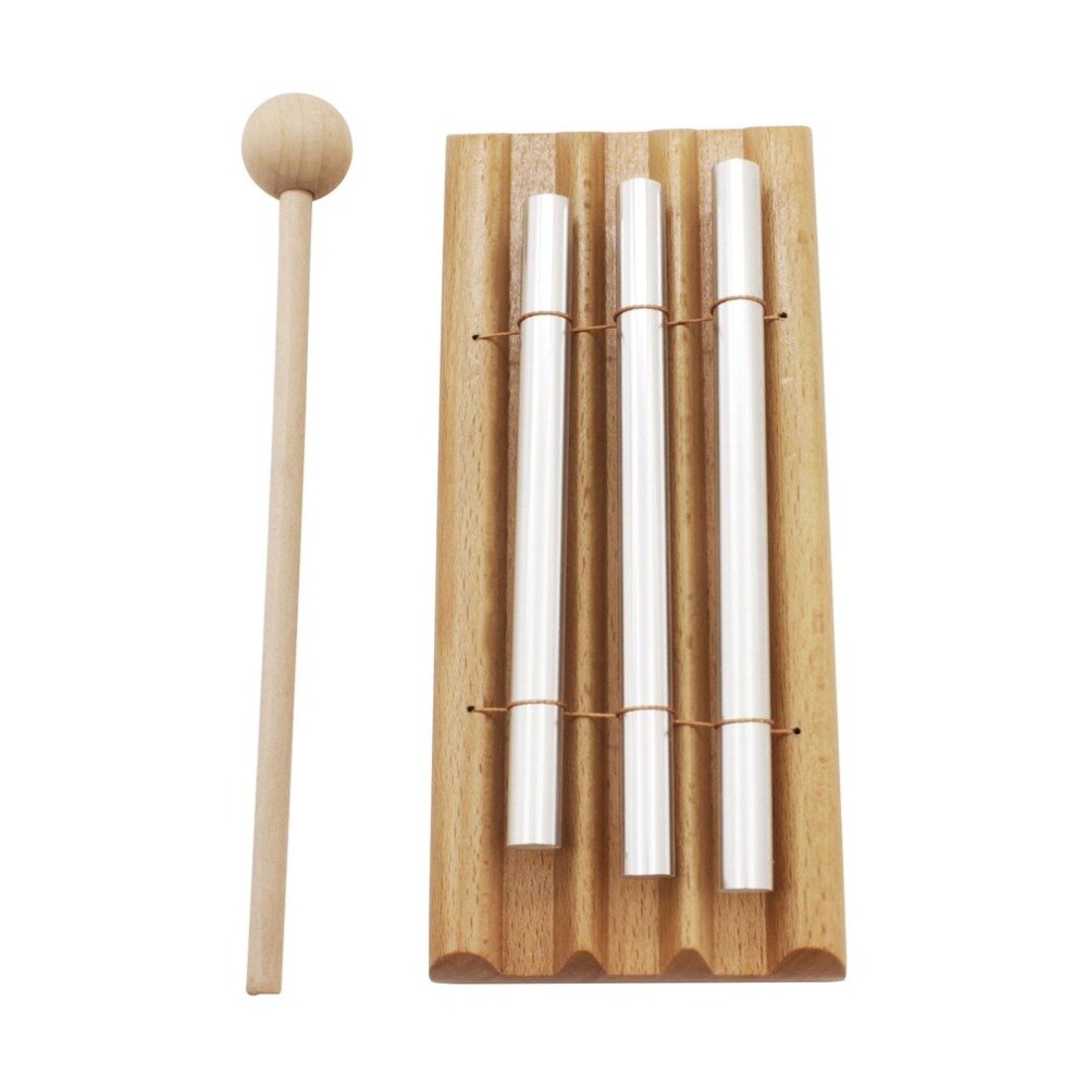Percusión de madera de tres rayas con 3 instrumentos musicales de tóner con martillo de percusión de madera 1 ud.
