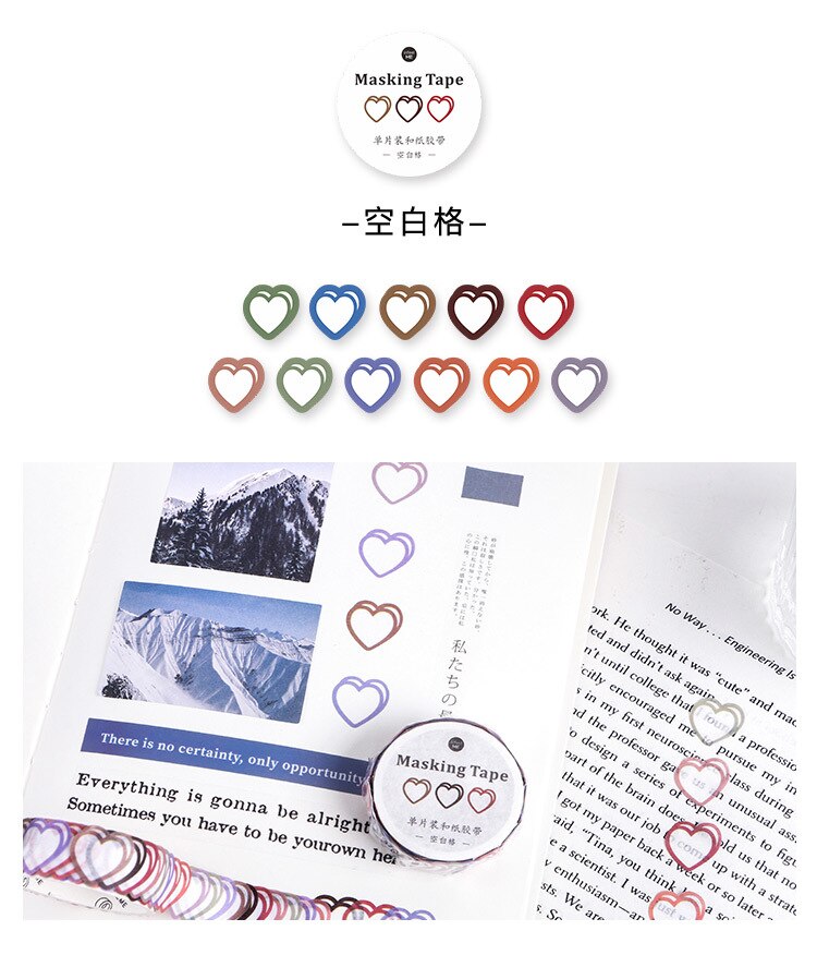 100Pcs Harten/Roll Mooie Hart Papier Decoratieve Stok Label: blank space