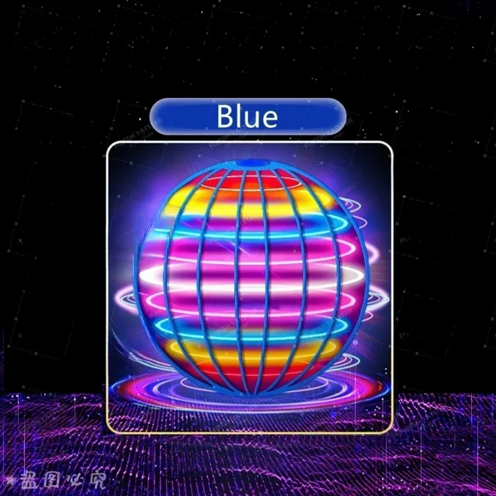 Flying Rotating Ball Dart Toy Luminous Magic Toy Ball Children's Handheld Control Color LED 360 ° Rotating Suspended Ball: Blue