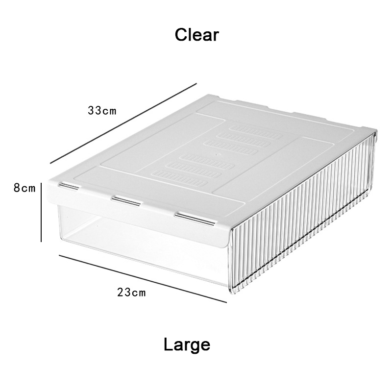 Self-Adhesive Under Desk Drawer Organizer Hidden Space Saving Office Supplies Storage Box Slide Out Pencil Tray Closet Organizer: Large Clear