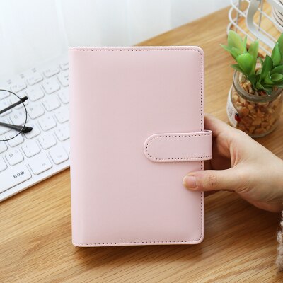 JIANWU Macarons PU liant A5 A6 cahier Journal livre de Calendrier planificateur journal feuilles mobiles liant mignon fournitures Scolaires: pink No inner pages / A6