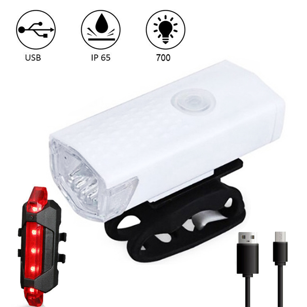 Fietslicht USB LED Oplaadbare Set MTB Racefiets Voor Achter Koplamp Lamp Zaklamp Fietslicht Fietsaccessoires: YELLOW