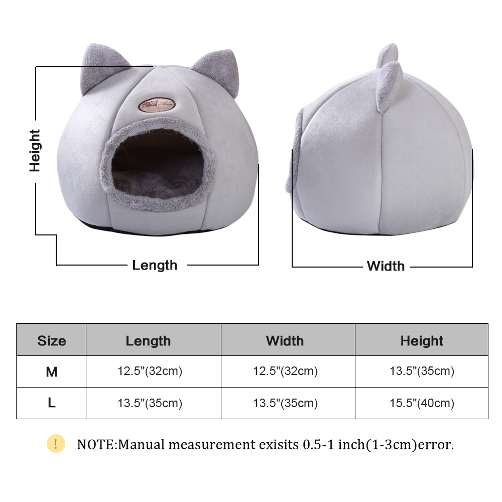 Zachte Pet Cat Bed Huis Warm Huisdier Bed Cave Tent met Afneembare Kussen Winter Slapen Huisdier Pad Nest Katten Producten