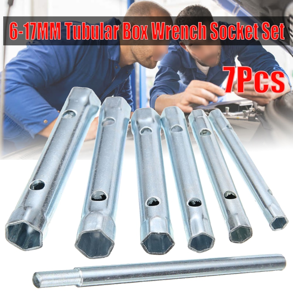 6-17mm Tubular Box Wrench Socket Set Double End Spark Plug Spanner Removal Tool