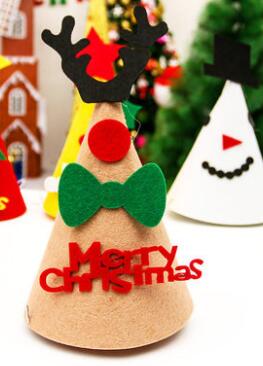 Kerstmuts van niet-geweven stof, cartoon kerstman, sneeuwpop, kerstboom, kerstversiering voor dames/heren/kinderen/volwassenen: Elanden