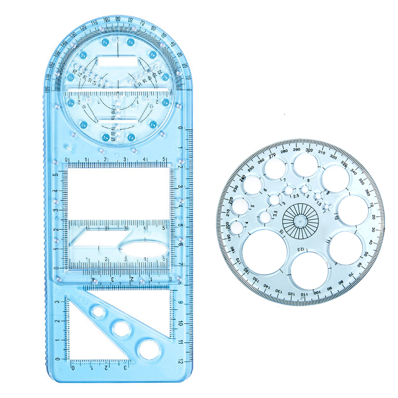 1pc Geometric Ruler Drawing Template Art Construction Architect Stereo Geometry Circle Drafting Measuring Scale Ruler: F