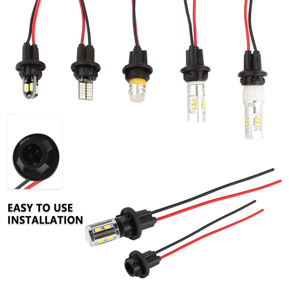T10 w5w 194 147 pærefatninger præforbundet stik, ledningspære blødt gummiledningsnet, fatning til bilens instrumentbrætlys