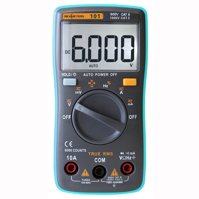 Digital Auto Range Portable Multimeter 6000 counts Backlight Ammeter Voltmeter Ohm English/Russian user manual