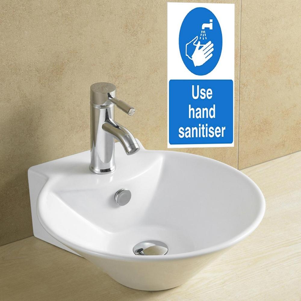 5pcs PVC Warning Reminder Sticker Reminder Waterproof Decal Sticker Sign Please Use Hand Sanitizer Self-adhesive Paper