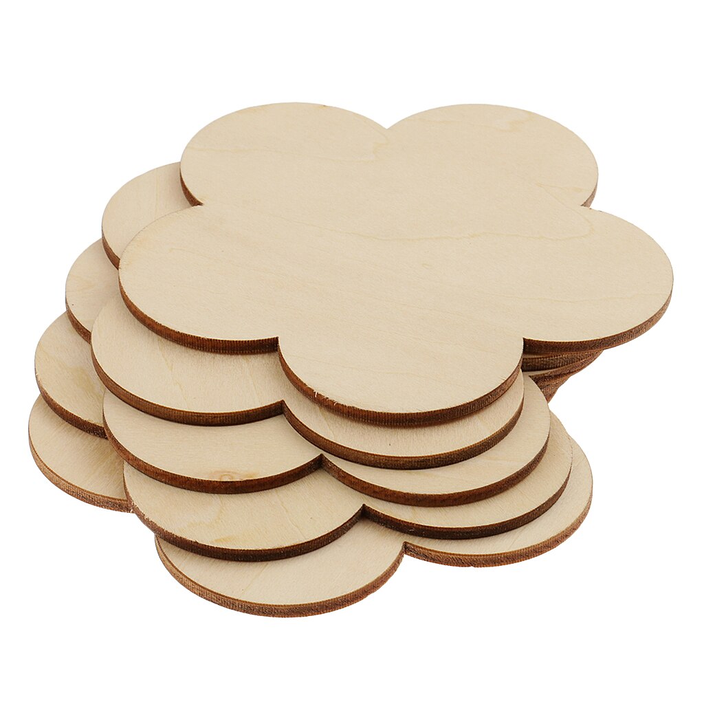35x Flower MDF Natural Unfinished Wood Shape Wooden Plaque for Model Making Kids Children Painting Drawing 30/100mm