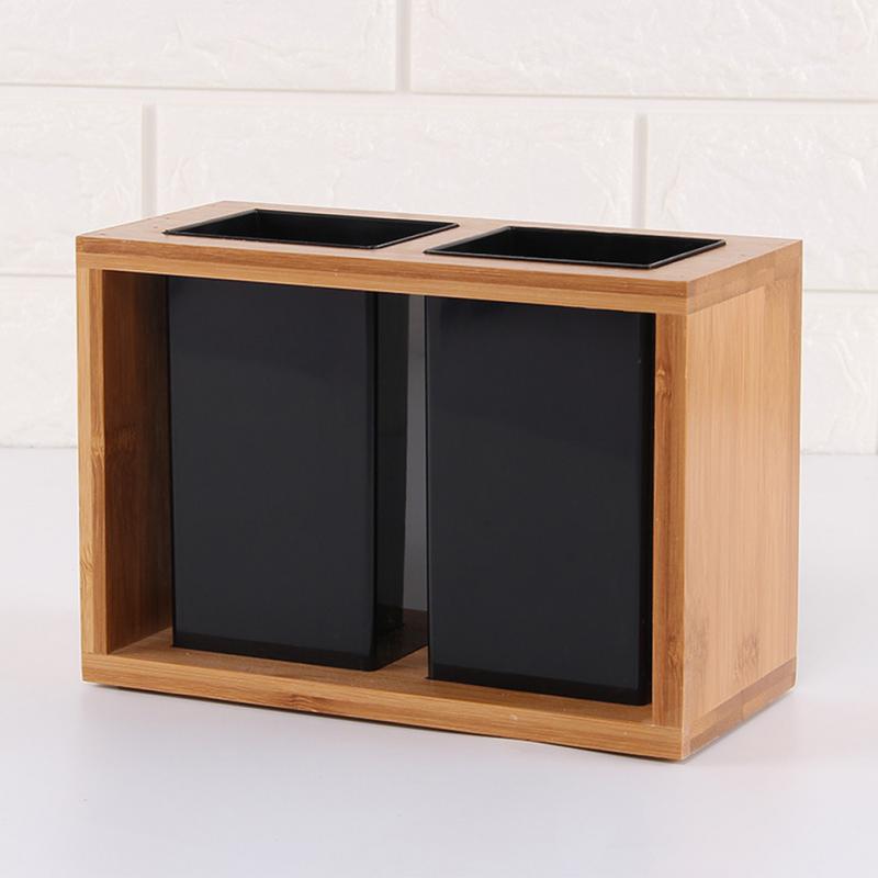 Kitchen Tableware Storage Box Bamboo Utensil Cutlery Holder Silverware Caddy Organizer For Forks Spoons Knives Countertop Supply