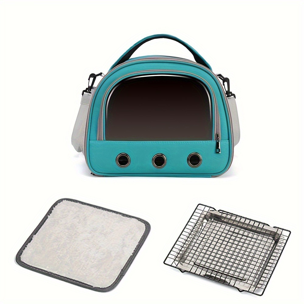 Jaula de viaje transparente para pájaros con bandeja y malla: una jaula de transporte para exteriores con cremallera segura, adecuada para loros y mascotas pequeñas: Verde claro