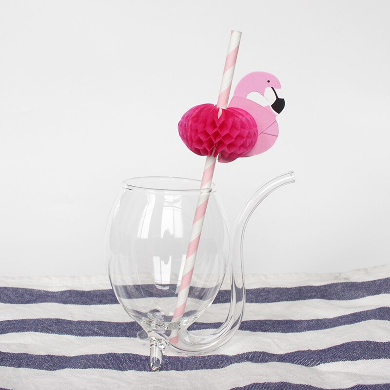 Rietjes Papier Straw 3D Flamingo Jungle Zomer Zwembad Feestartikelen Decor: light pink