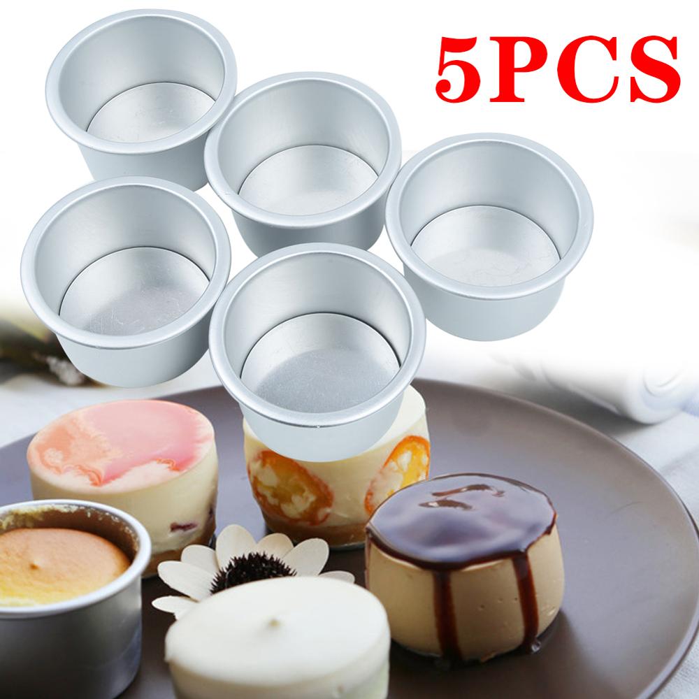 5pcs Set Mini Cake Baking Mold Non Stick Baking Pans With Removable Bottom Small Size Cake Food Grade Aluminum Alloy