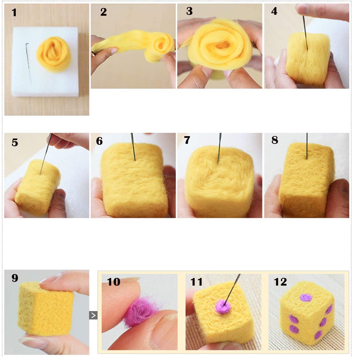 KAOBUY Needle Felting Kit Wool Needle Felting Kit Needle Felting Starter Kit DIY Needle Felt Roving with Instruction（40 Colors ）