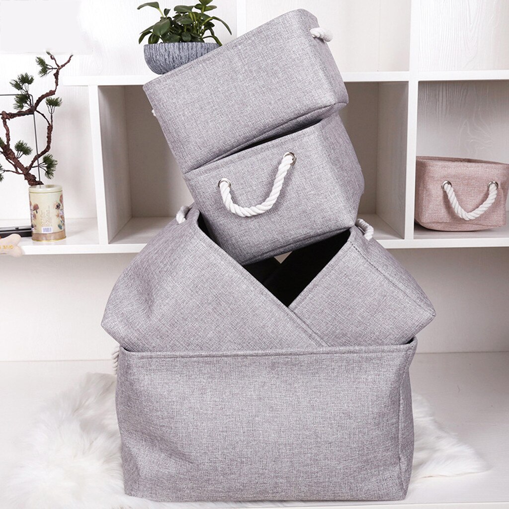 Multifunctional Storage Organizer Canvas Fabric Foldable Basket Laundry Storage Baskets with Handles Easier for storage