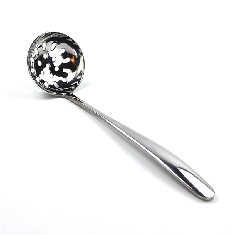 1PC Stainless Steel Cookware Soup Ladle & Colander Spoon Set Long Handle Slotted Spoon Skimmer Kitchen Accessories Pot Spoon
