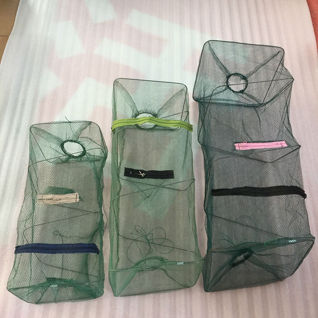AOTU Mesh Crab Fishing Net Crayfish Lobster Shrimp Prawn Hand Trap Foldable Fishing Network Trap Cage Random Color