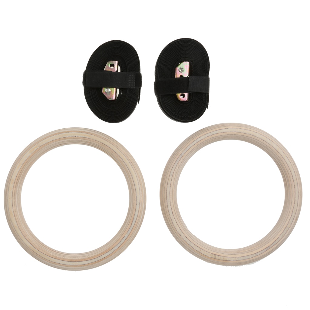 Wooden Olympic Gymnastic Rings Gym Sports Exercise Ring Max 400kg