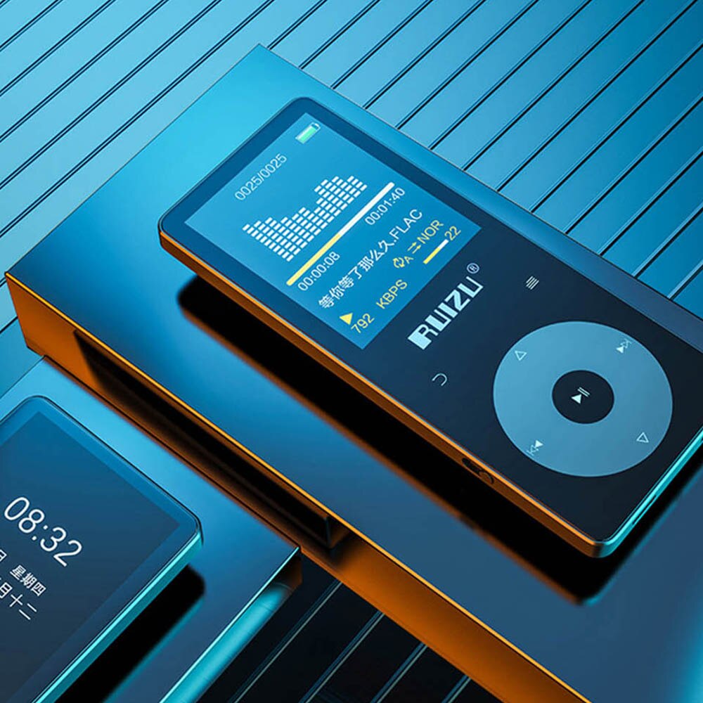 RUIZU – lecteur MP3 Hifi à écran tactile X02B, avec Bluetooth 5.0, haut-parleur intégré, Support de carte TF, Radio vidéo, enregistrement, Ebook