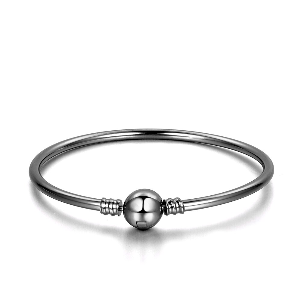 Lokaer Neo-Gothic Style Round Buckle Bracelets Diy Charm Beads Bracelet Bangle Jewelry For Women Girls Pulseira PABR502: Black Gun Plated