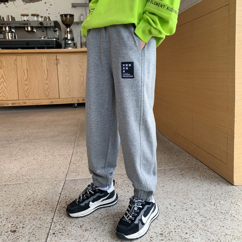 Abbigliamento per bambini pantaloni sportivi grigi pantaloni sportivi ragazzi pantaloni sportivi da Jogging neri primavera autunno pantaloni Harem per ragazzi da 10 a 12 anni: GRAY / 10