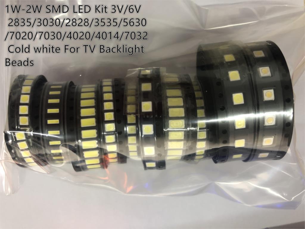 1W/0.5W Kit de LED SMD 3V/6V 2835/3030/3535/4020/2828/6030/8520/7030/3014 blanc froid pour perles de rétro-éclairage TV 20 valeurs * 10 pièces = 200 PIÈCES