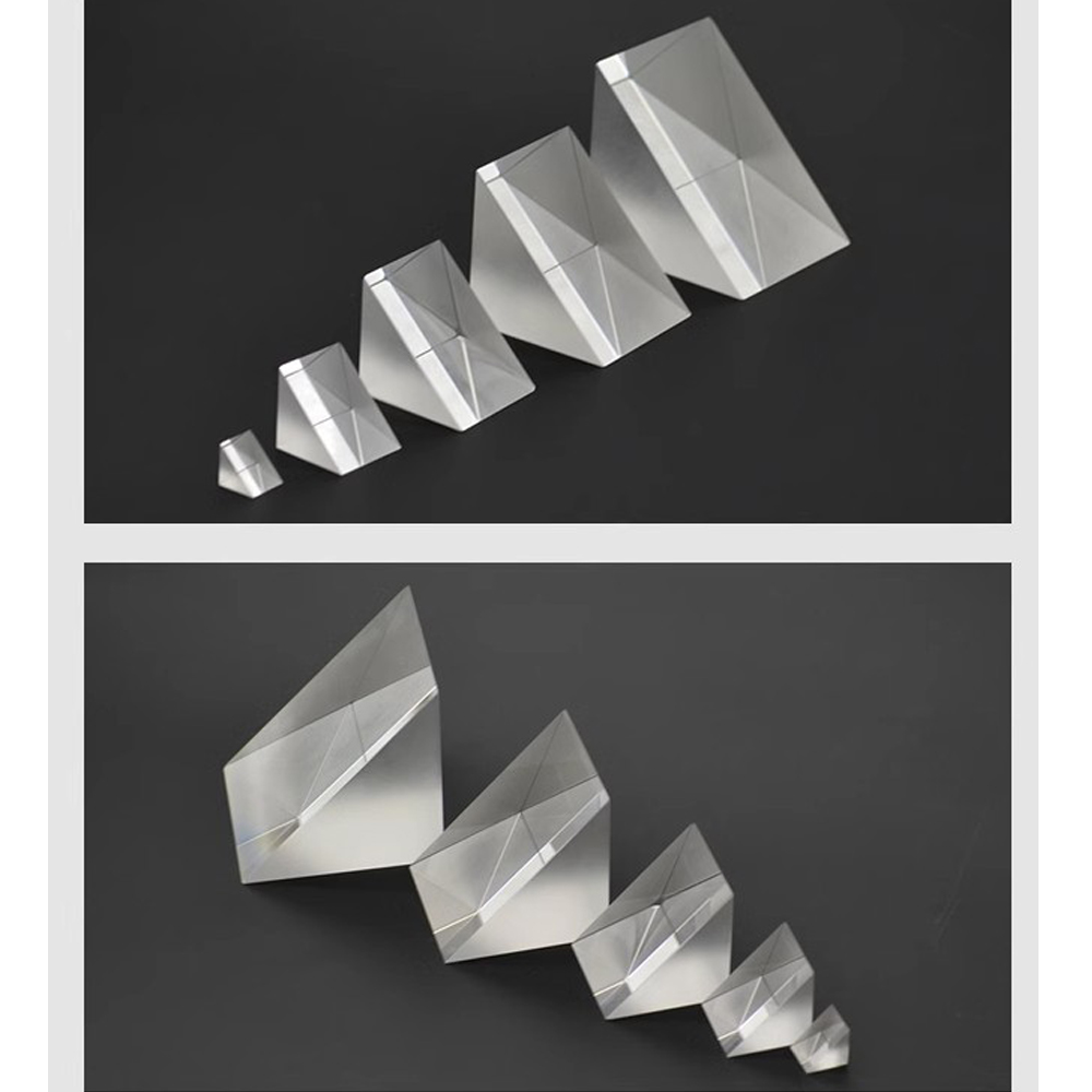 Prisma isósceles triangular de ángulo recto de vidrio óptico K9, 9mm, 10mm, 15mm, 20mm, 30mm, 90 grados, 180 grados, prismas giratorios, refracción de rayos