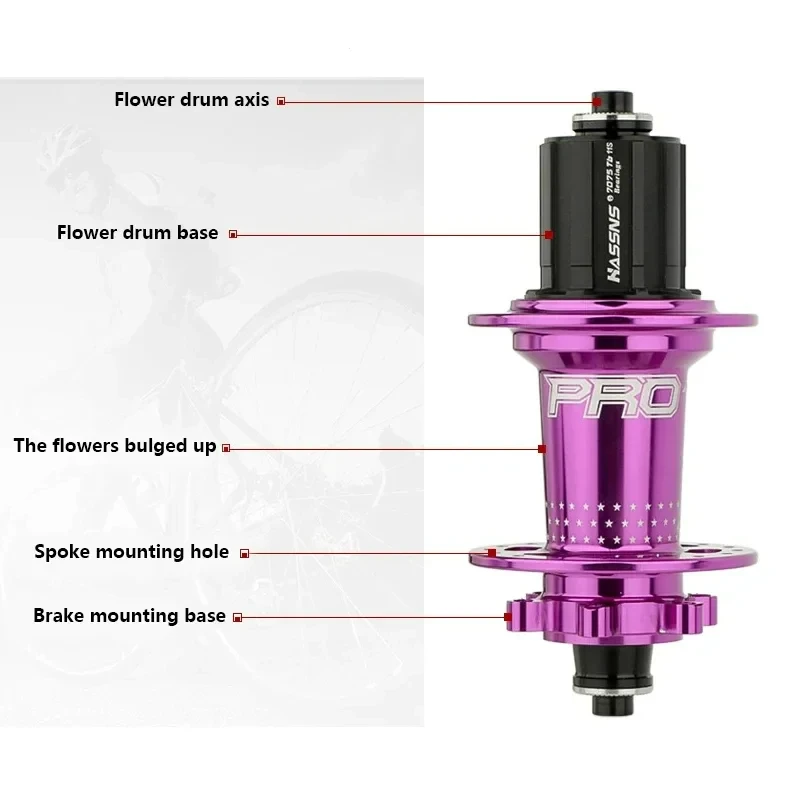Hassns pro 7 36h rolamento do cubo traseiro 36 furos freehub mtb bicicleta 32h cubo traseiro para quatro palin 7-12 velocidade cubo barulhento bicicleta 6 cubos de lingueta