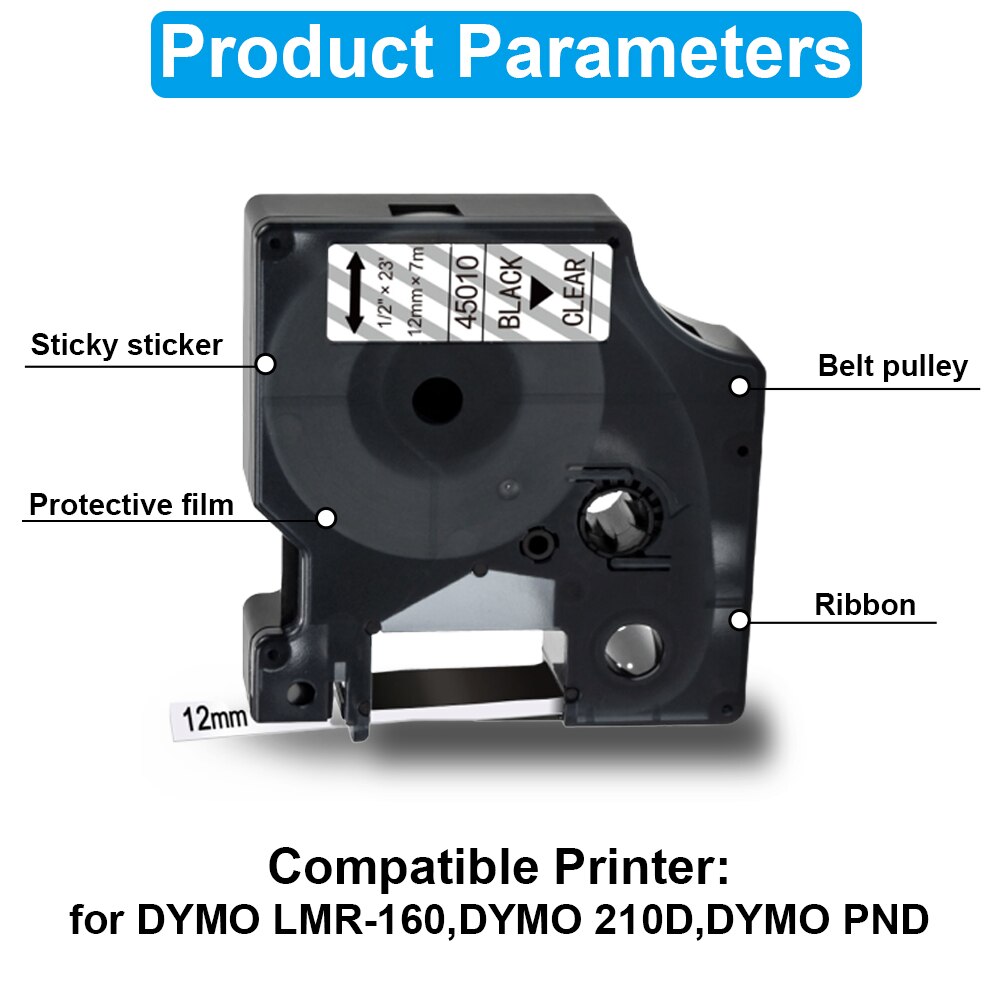 Cartridge Koning 45018 Label Compatibel Dymo D1 Label Printer Zwart Op Geel Label Tape Voor Dymo Label Manager LM160 280 dymo Pnp