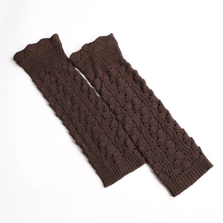 Imitation lace long Leg Warmers knitting Korean socks pick holes turn mouth pile socks SA300: dark coffee
