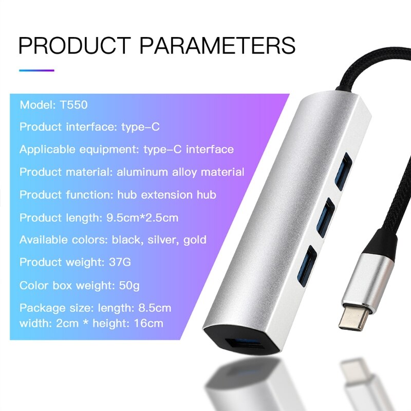 USB C 3.1 Type C 4 Port Multi Splitter Adapter Hig... – Grandado
