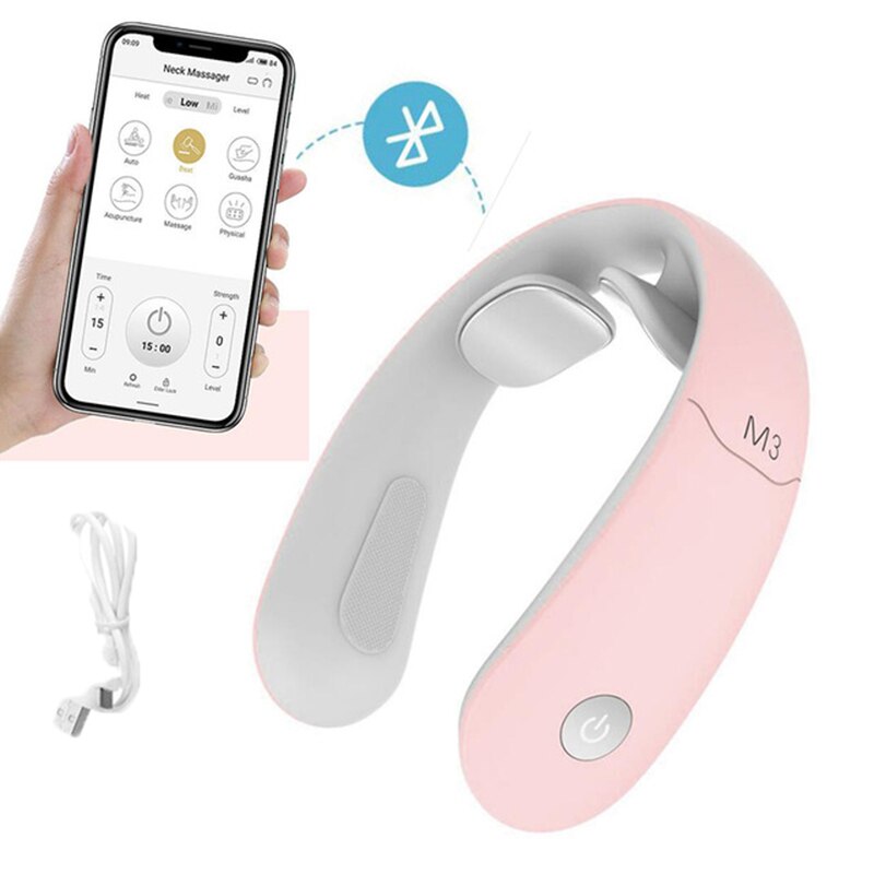 6 Head Neck Massager Smart Massager With Heating Electric Cervical Vertebra Pain Relief Tool Neck Back Relaxtion Health Care: D1 2head Pink