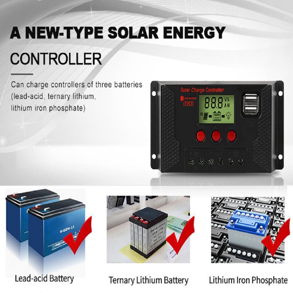 20A/10A 12V 24V Auto Solar Charge Controller PWM Controllers LCD Dual USB 5V Output Solar Panel PV Regulator