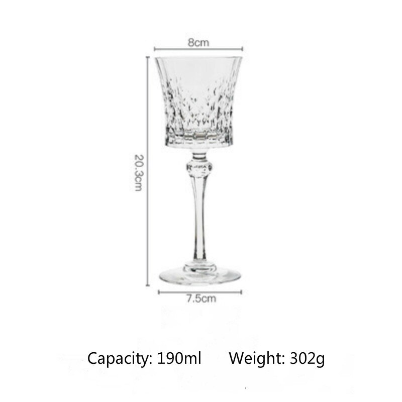 Romantic Love Series Goblet 150-280ml Lead-Free Crystal Vintage Red Wine Glass Champagne Whiskey Cup Fans Flat Cup: 190ml