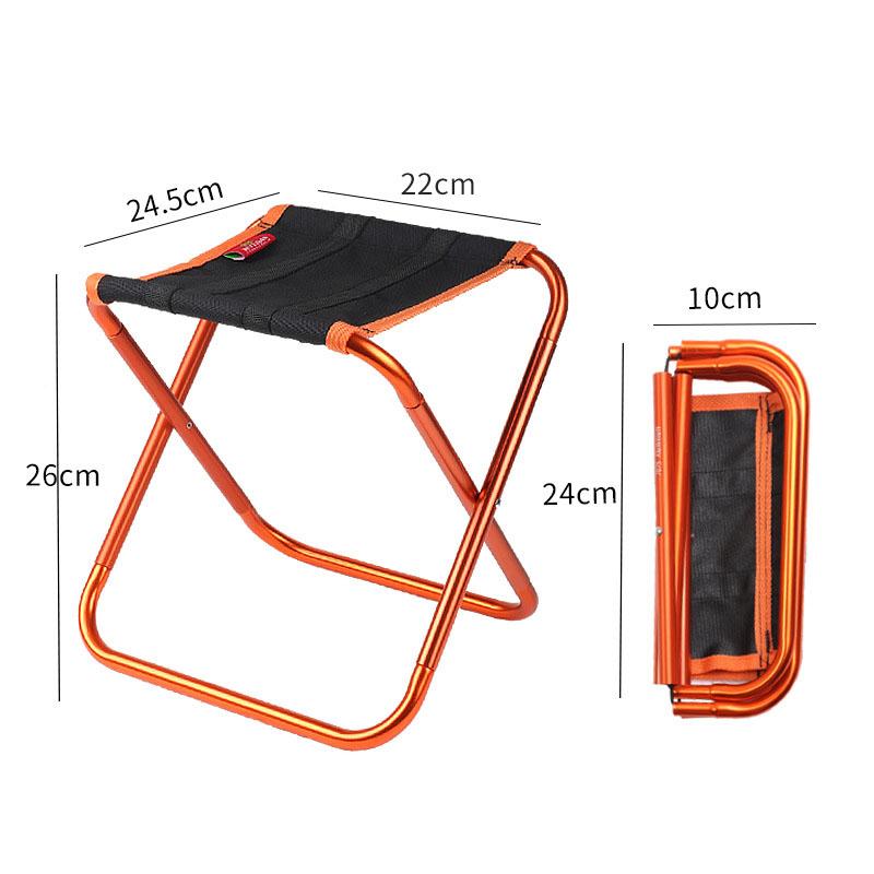 Ultralet klapstol rejser udendørs campingstol superhard høj belastning bærbar strandvandring picnic sæde fiskeredskaber stol: Orange