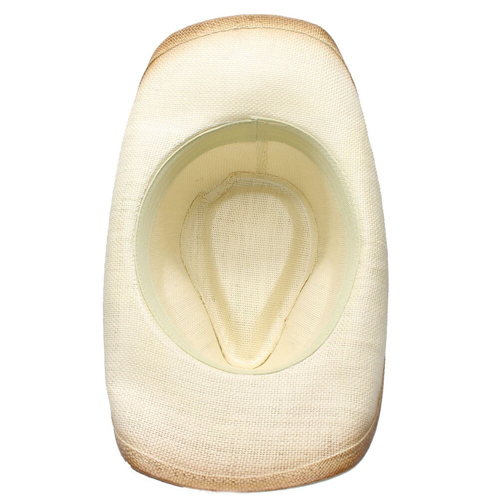 Sombrero vaquero de paja con banda de cuero de para Hombre y mujer, Sombrero occidental, gorros de vaquera, talla 58CM
