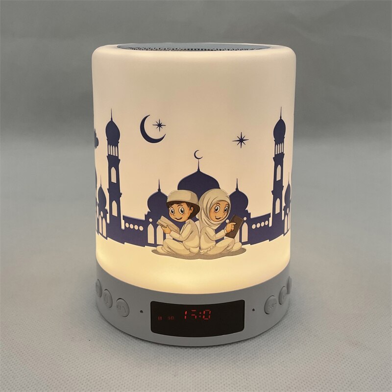 Telawah AZAN Bluetooth Wireless Muslim Quran Speaker Night Light Touch Lamp Speaker Player APP Remote Screen Display Alarm Clock: New Style