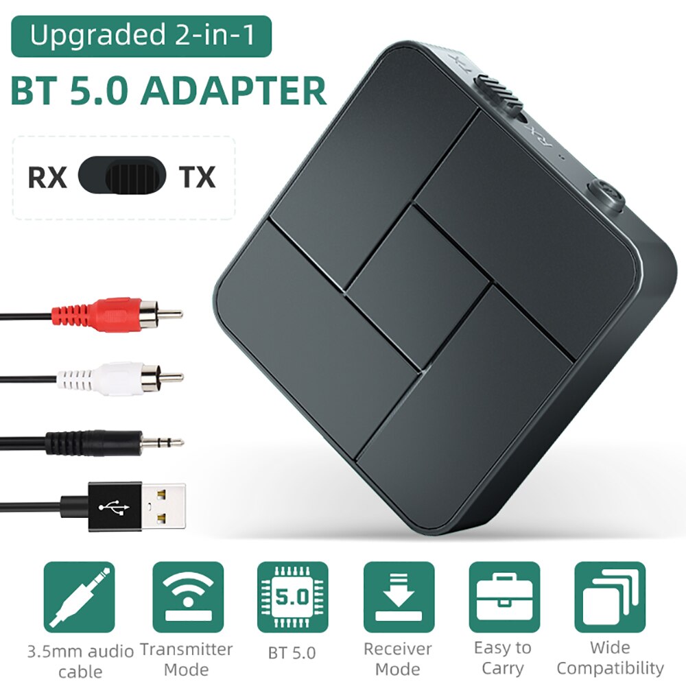 Verbeterde 2-In-1 Bluetooth 5.0 Adapter Voor Audio Zender/Ontvanger 3.5Mm Draadloze Adapter Stereo Audio voor Tv Auto Thuis Speaker