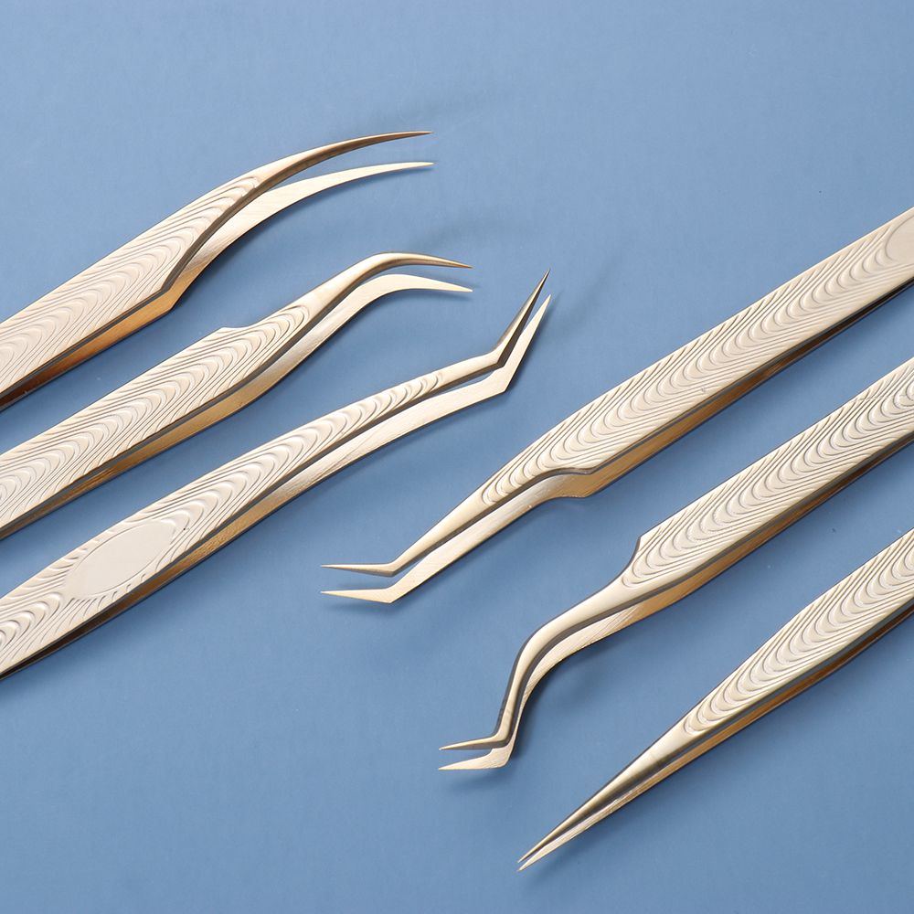 1 PC Volume Eyelash Extensions Tweezers Stainless Steel Lash Tweezers Curved Precise for Eyelash Extensions Application