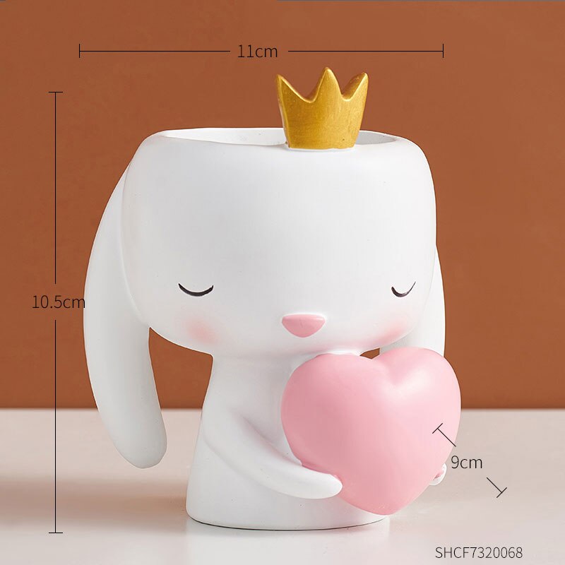 Animal pots for plants decoration living room animal potted plants cartoon green plants resin succulents plants decoration: Rabbit