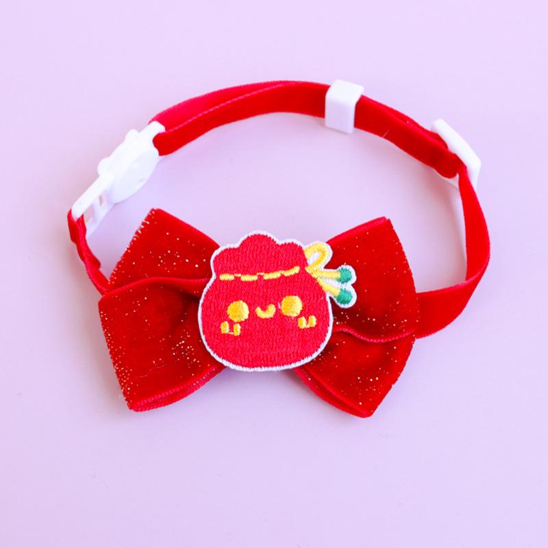 Pet Cat Dog Chinese Style Clothes Spring Festival Cape Neck Red Envelope Christmas Day Year Collar Bow Tie Costume Products: bow tie C