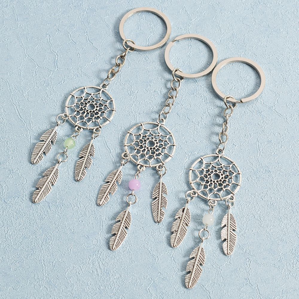 Dromenvanger kraal bedel hanger sleutelhanger sleutelhanger met veer auto decoratie handtas auto accessoires sleutelhanger