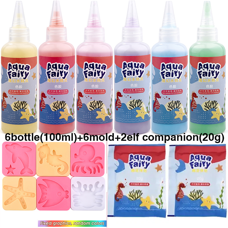 Leuchtende Fee, magische Wasserelfe, leuchtet im Dunkeln, ozeanische Form, Aqua-Fee-Gel-Sets, DIY-Handwerk, Materialien, für Kinder: Himmel Blau