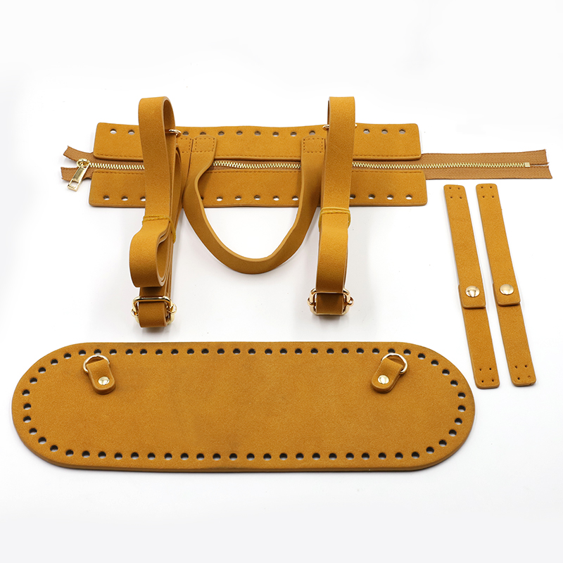 Leather Bag Set For Diy Backpack Handmade Handbag Accessories Bag Bottom Shoulder Strap Gold Zipper Women Shoulder Bag: Chocolate