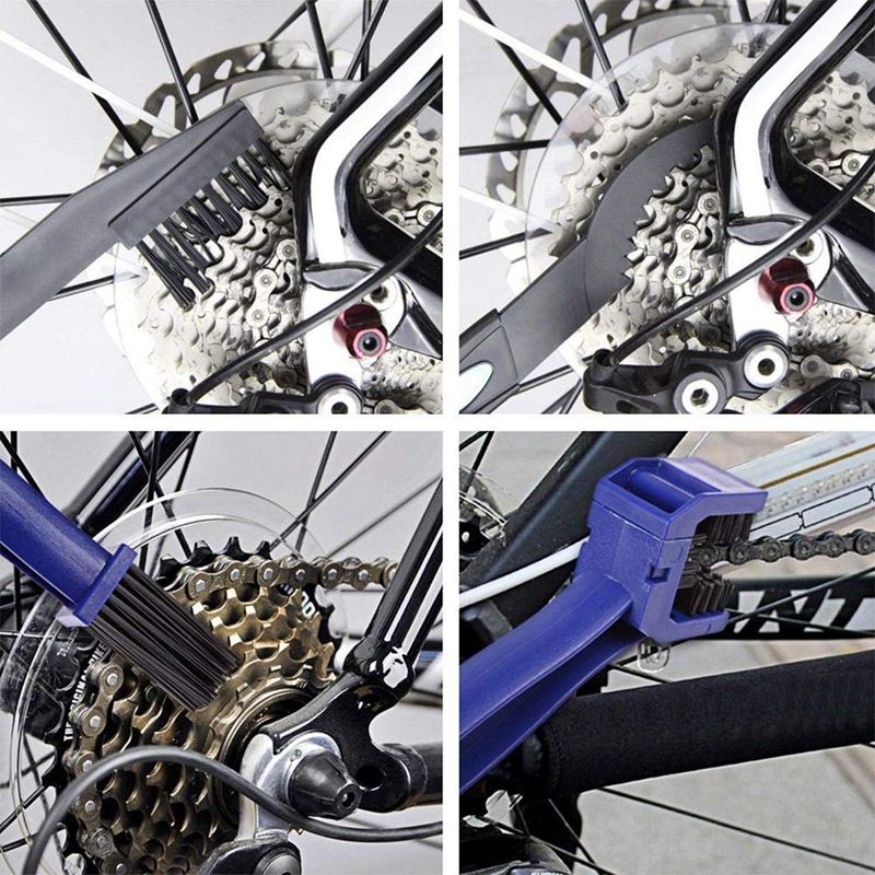 Épurateur de chaîne de vélo, 4 pièces Portable VTT nettoyeur de chaîne outil rapide vélo propre brosse Kit pour vélo vélo, Ro