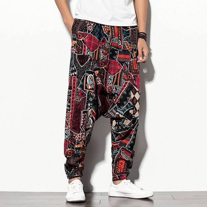 Pantalon sarouel de Style chinois pour homme, Streetwear, Vintage, décontracté, survêtement Hippie, japonais, Kimono, collection automne 10959: 3 / M