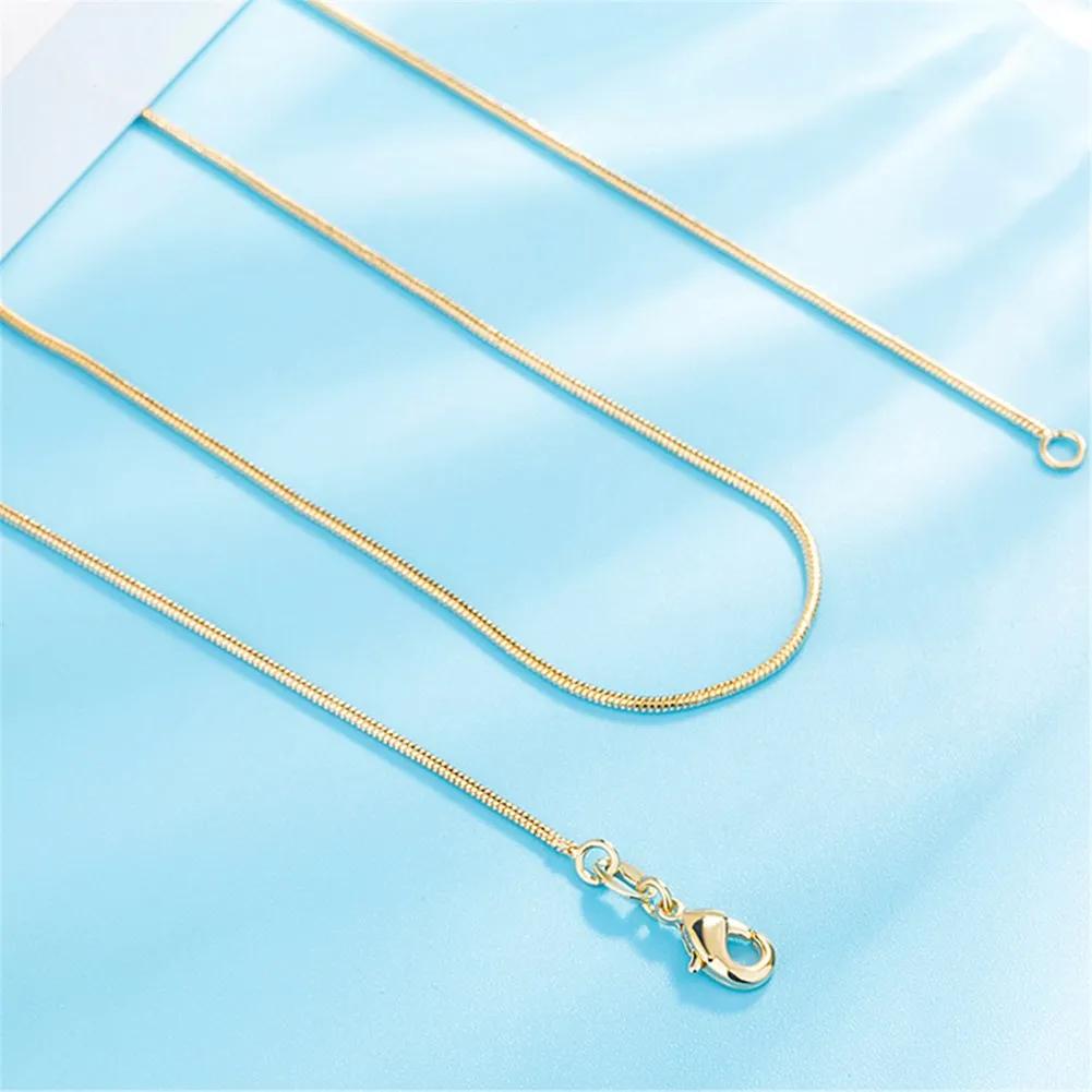 Snake Chain 18K Goud Kleur Kettingen 16/18/20/22/24/26/28/30 Inch Vrouwen Mannen Jewelry