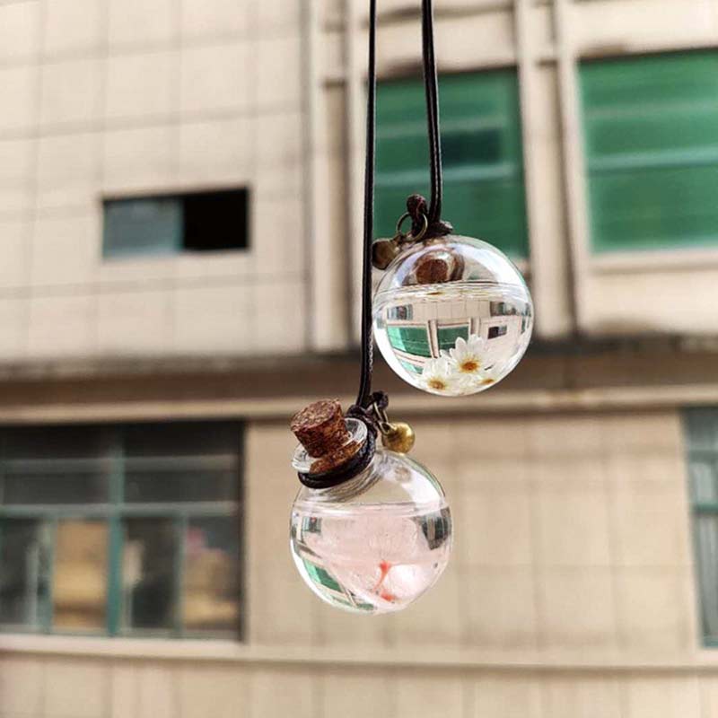 Car Hanging Perfume Pendant Fragrance Air Freshener Empty Glass Bottle For Essential Oils Diffuser Car Interior Accessories