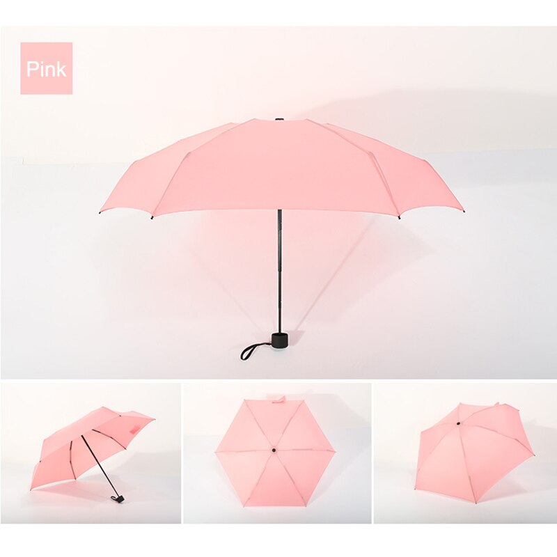 Små mini vikbara paraply regn kvinnor män mini pocket parasoll flickor anti-uv vattentäta bärbara paraplyer: Rosa